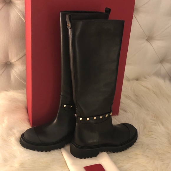 VALENTINO Garavani Rockstud leather knee boots - Picture 10 of 14
